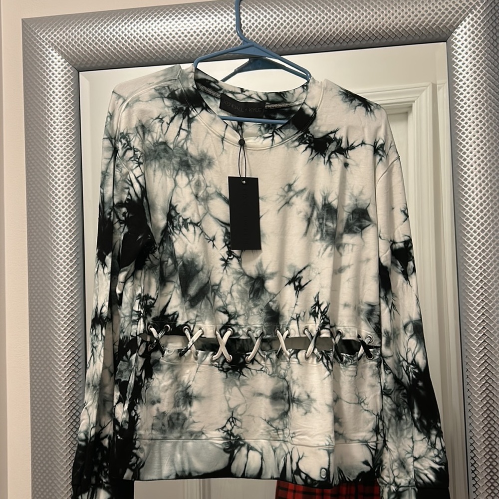 Kendall and Kylie Front Lace Sweatshirt - Picture 1 of 9